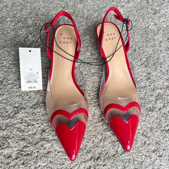 A New Day Women's Red Pointed Flats - Picture 2 of 3